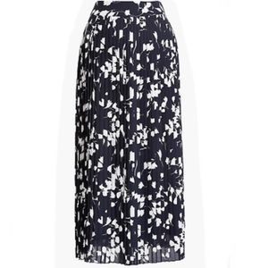 J Crew Navy Floral Pleated midi skirt size 16